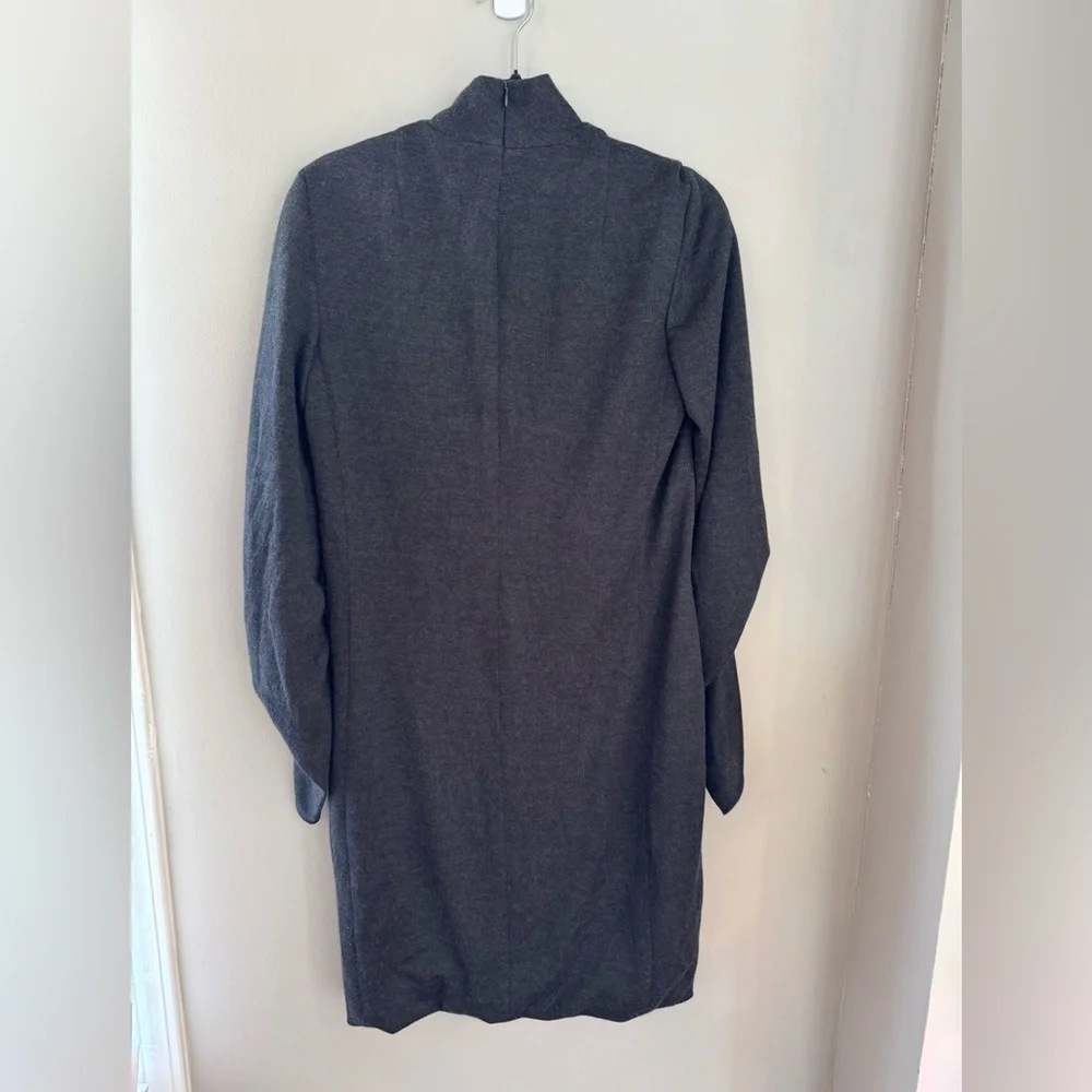 Akris‎ Punto Wool Silk Mock Neck Gray Dress Estimated Size Small
